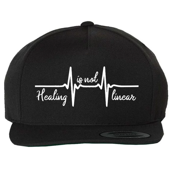 'Healing Is Not Linear' Ptsd Tal Health Meaningful Gift Wool Snapback Cap