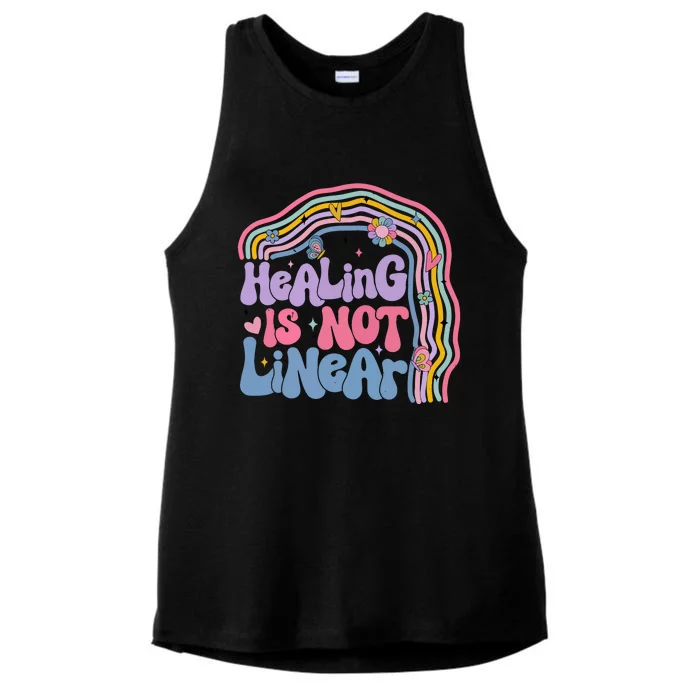 Healing Is Not Linear Mental Health Awareness Month Ladies Tri-Blend Wicking Tank