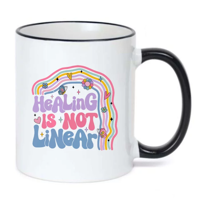 Healing Is Not Linear Mental Health Awareness Month Black Color Changing Mug