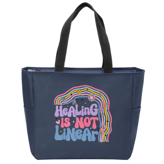 Healing Is Not Linear Mental Health Awareness Month Zip Tote Bag