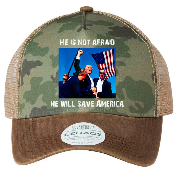 He Is Not Afraid He Will Save America Legacy Tie Dye Trucker Hat