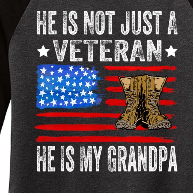 He Is Not Just A Veteran He Is My Grandpa Women’s Tri-Blend 3/4-Sleeve Raglan Shirt