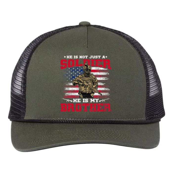 He Is Not Just A Soldier He Is My Brother Proud Army Family Retro Rope Trucker Hat Cap