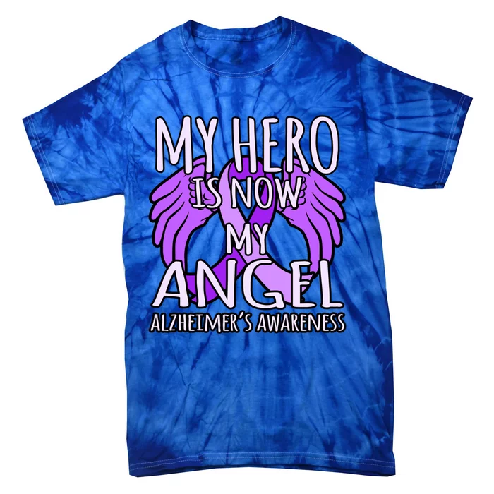 Hero Is Now My Angel Alzheimer's Awareness Purple Graphic Gift Tie-Dye T-Shirt