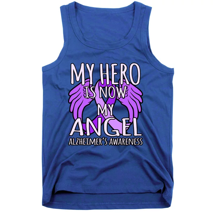 Hero Is Now My Angel Alzheimer's Awareness Purple Graphic Gift Tank Top