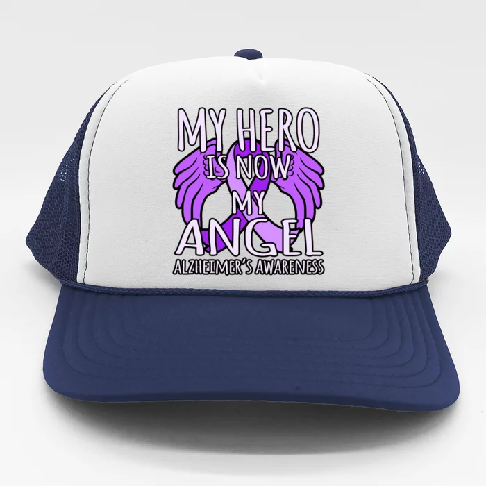 Hero Is Now My Angel Alzheimer's Awareness Purple Graphic Gift Trucker Hat