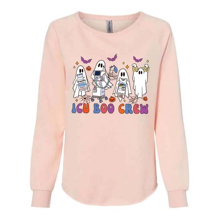 Halloween Icu Nurse Retro Icu Boo Crew Boo Ghosts Womens California Wash Sweatshirt