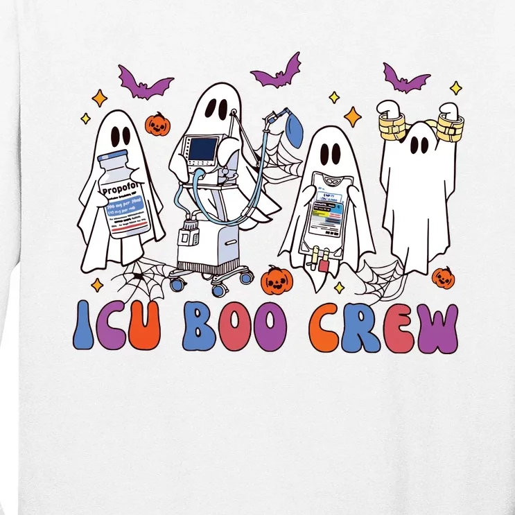 Halloween Icu Nurse Retro Icu Boo Crew Boo Ghosts Long Sleeve Shirt