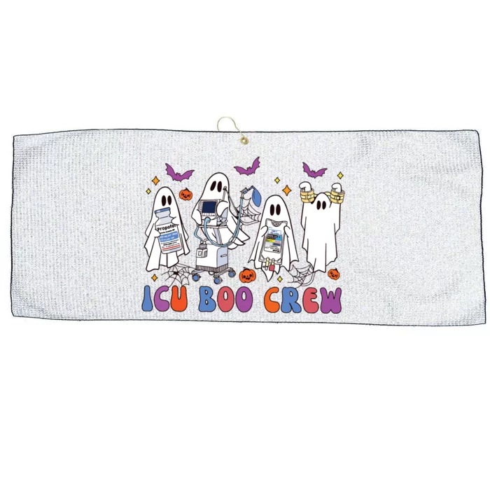 Halloween Icu Nurse Retro Icu Boo Crew Boo Ghosts Large Microfiber Waffle Golf Towel