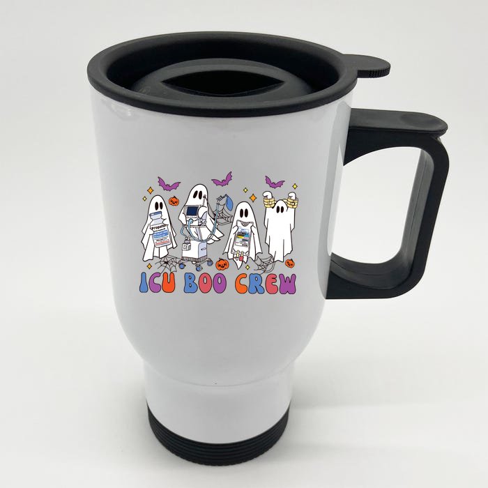 Halloween Icu Nurse Retro Icu Boo Crew Boo Ghosts Front & Back Stainless Steel Travel Mug