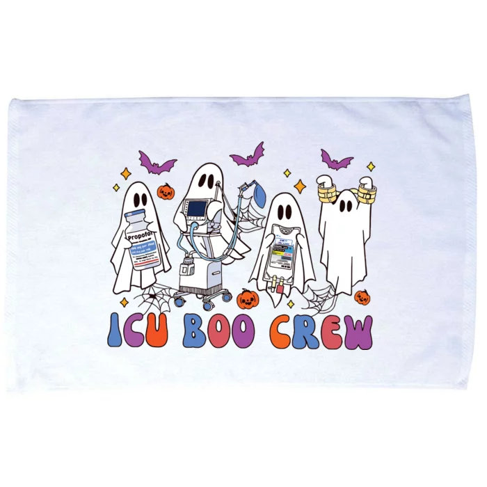 Halloween Icu Nurse Retro Icu Boo Crew Boo Ghosts Microfiber Hand Towel