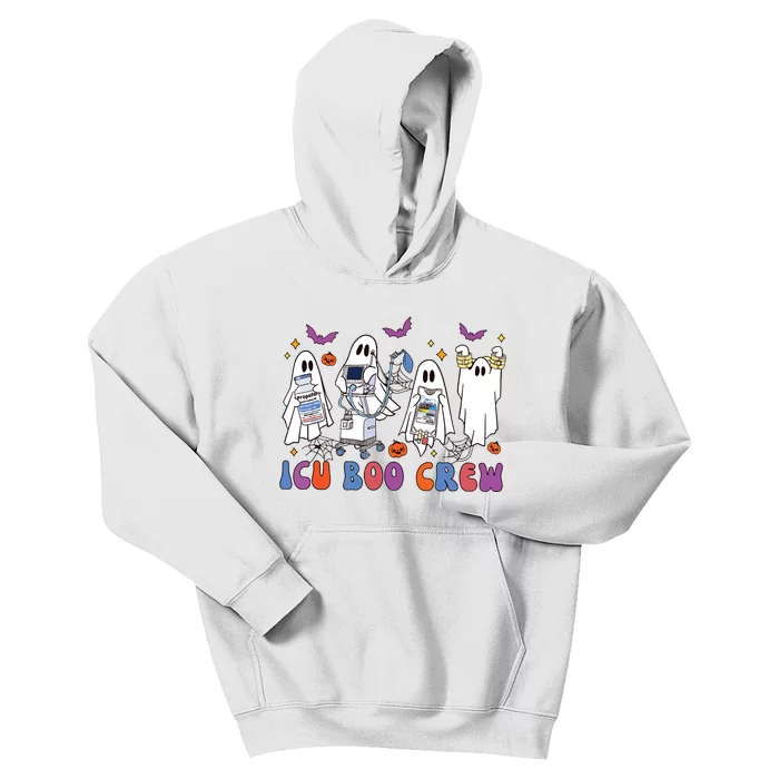 Halloween Icu Nurse Retro Icu Boo Crew Boo Ghosts Kids Hoodie