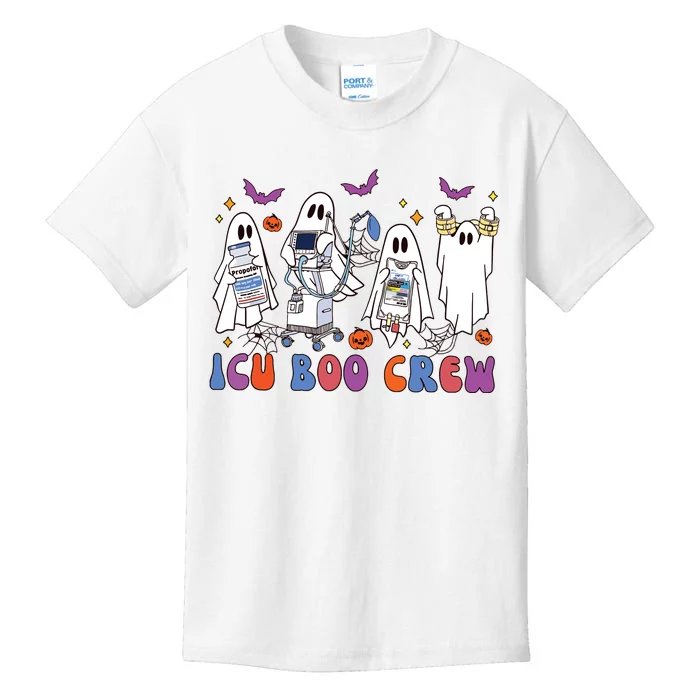 Halloween Icu Nurse Retro Icu Boo Crew Boo Ghosts Kids T-Shirt