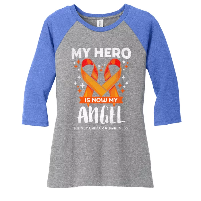 Hero Is Now My Angel Ney Cancer Awareness Support Gift Women's Tri-Blend 3/4-Sleeve Raglan Shirt