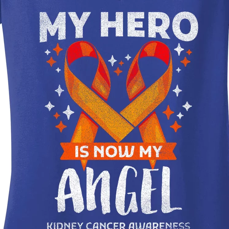 Hero Is Now My Angel Ney Cancer Awareness Support Gift Women's V-Neck T-Shirt