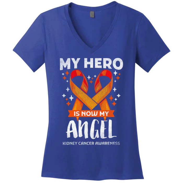 Hero Is Now My Angel Ney Cancer Awareness Support Gift Women's V-Neck T-Shirt