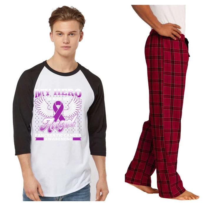 Hero Is Now My Angel Pancreatic Cancer Awareness Gift Raglan Sleeve Pajama Set