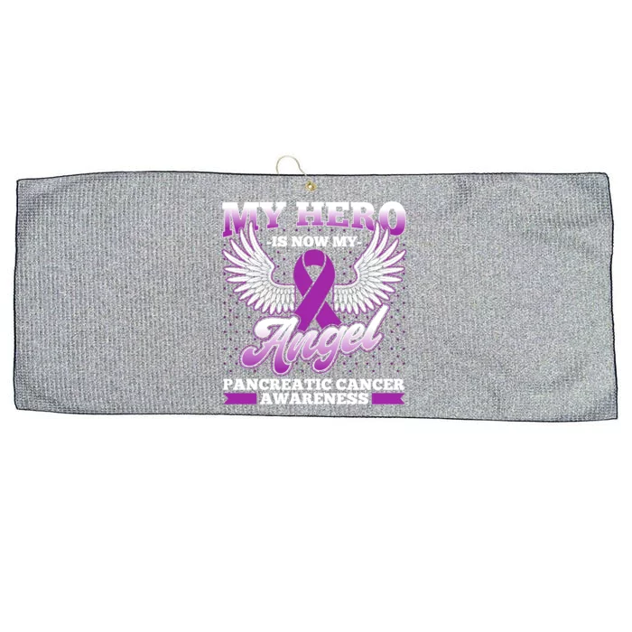 Hero Is Now My Angel Pancreatic Cancer Awareness Gift Large Microfiber Waffle Golf Towel