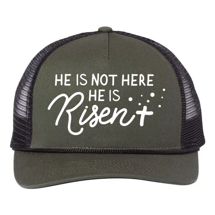 He Is Not Here He Is Risen Easter Jesus Retro Rope Trucker Hat Cap