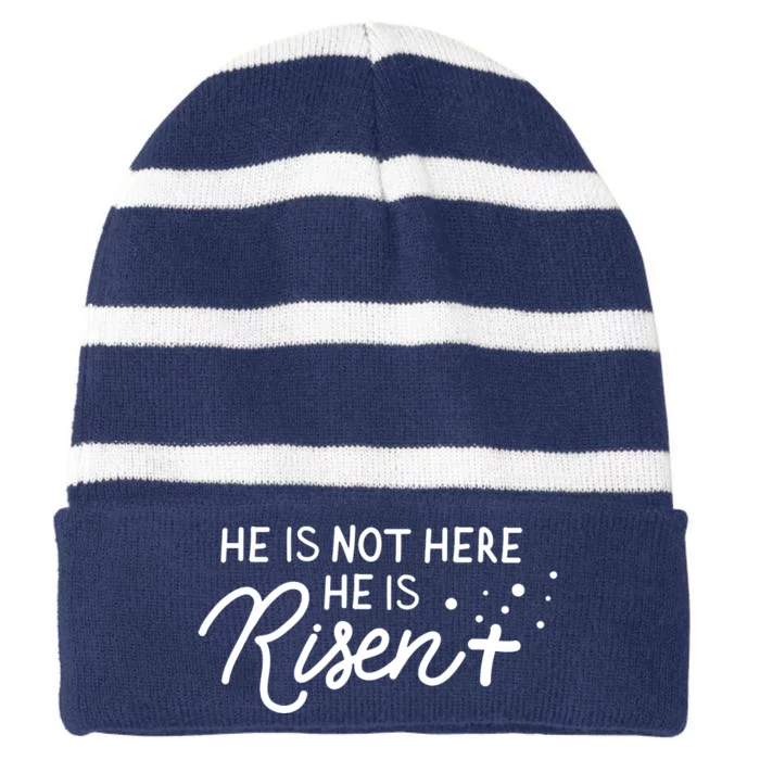 He Is Not Here He Is Risen Easter Jesus Striped Beanie with Solid Band