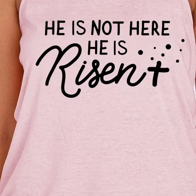 He Is Not Here He Is Risen Easter Jesus Women's Knotted Racerback Tank