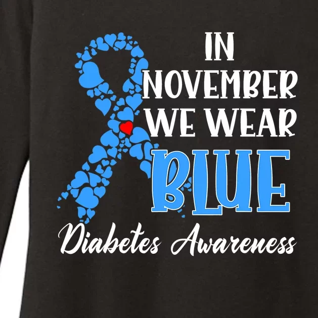 Hand In November We Wear Blue Diabetes Awareness Month Womens CVC Long Sleeve Shirt