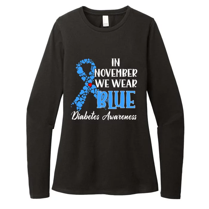 Hand In November We Wear Blue Diabetes Awareness Month Womens CVC Long Sleeve Shirt