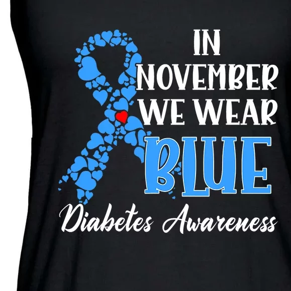 Hand In November We Wear Blue Diabetes Awareness Month Ladies Essential Flowy Tank