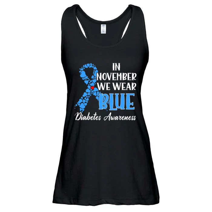 Hand In November We Wear Blue Diabetes Awareness Month Ladies Essential Flowy Tank