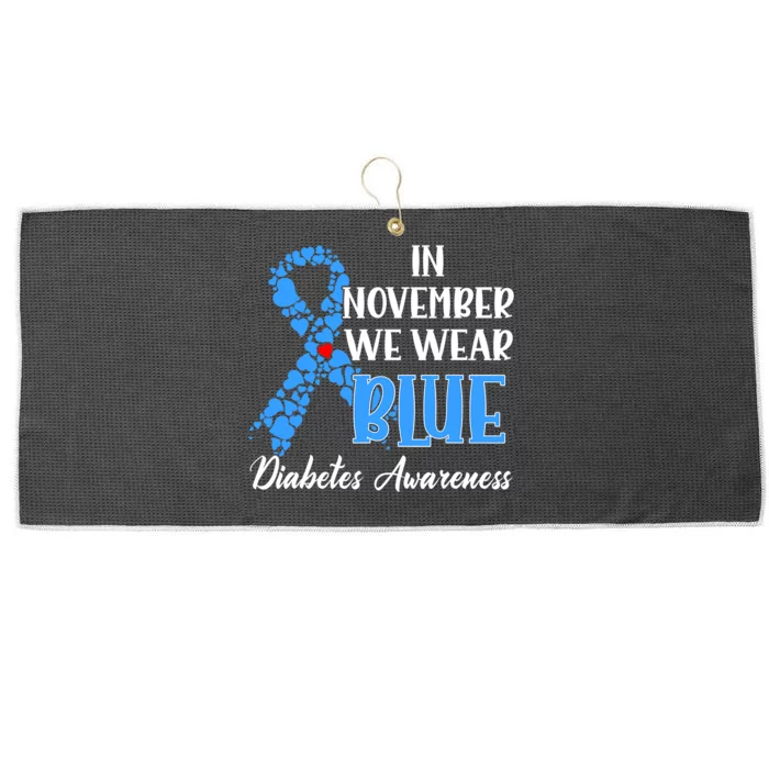 Hand In November We Wear Blue Diabetes Awareness Month Large Microfiber Waffle Golf Towel