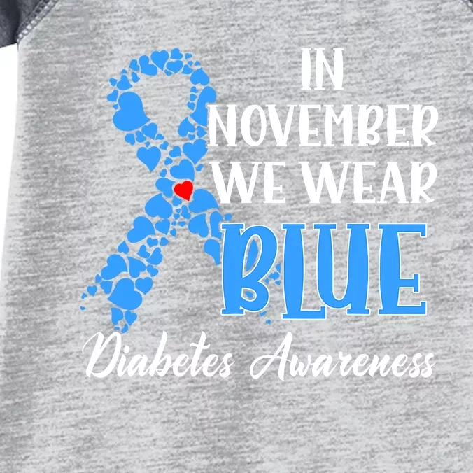 Hand In November We Wear Blue Diabetes Awareness Month Infant Baby Jersey Bodysuit