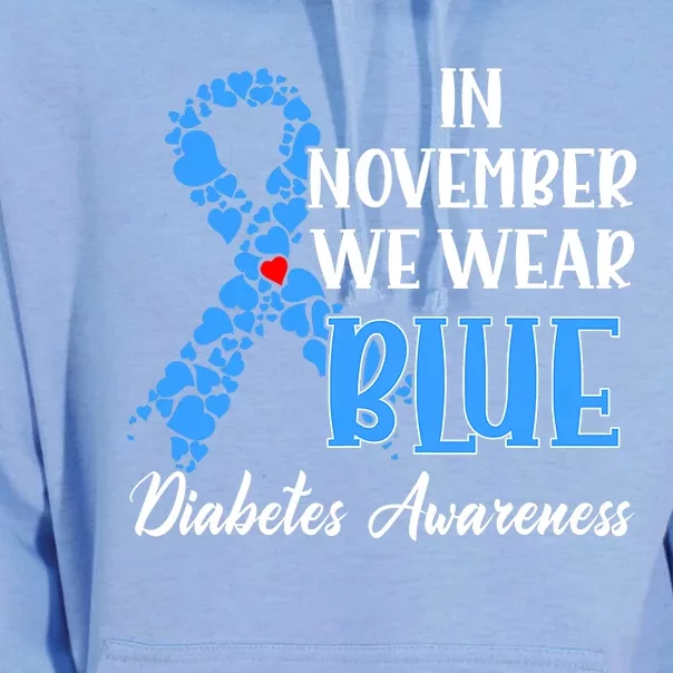 Hand In November We Wear Blue Diabetes Awareness Month Unisex Surf Hoodie