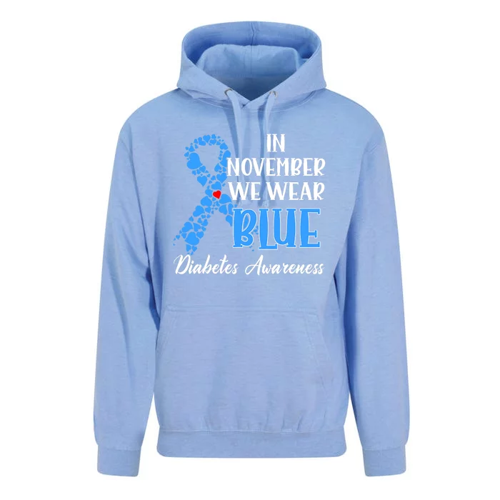 Hand In November We Wear Blue Diabetes Awareness Month Unisex Surf Hoodie