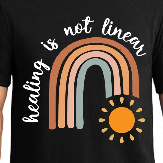 Healing Is Not Linear Mental Health Healing Is Not Linear Boho Rainbow Pajama Set