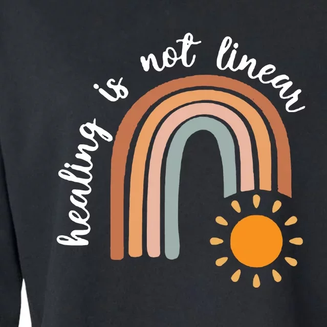 Healing Is Not Linear Mental Health Healing Is Not Linear Boho Rainbow Cropped Pullover Crew