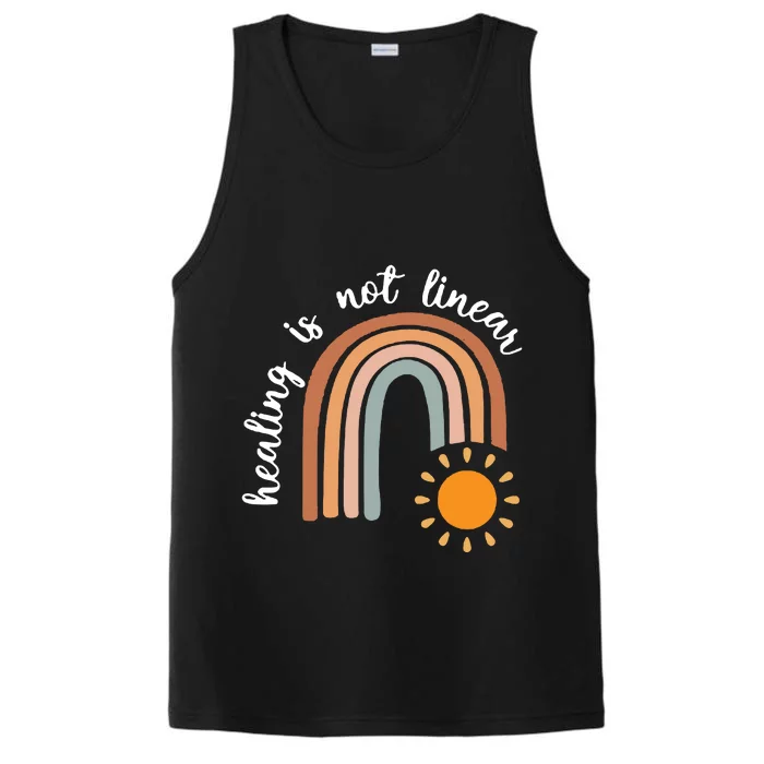 Healing Is Not Linear Mental Health Healing Is Not Linear Boho Rainbow Performance Tank