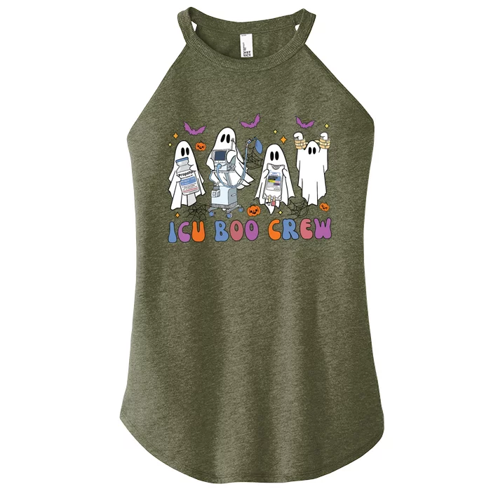 Halloween Icu Nurse Retro Icu Boo Crew Boo Ghosts Cropped Women’s Perfect Tri Rocker Tank