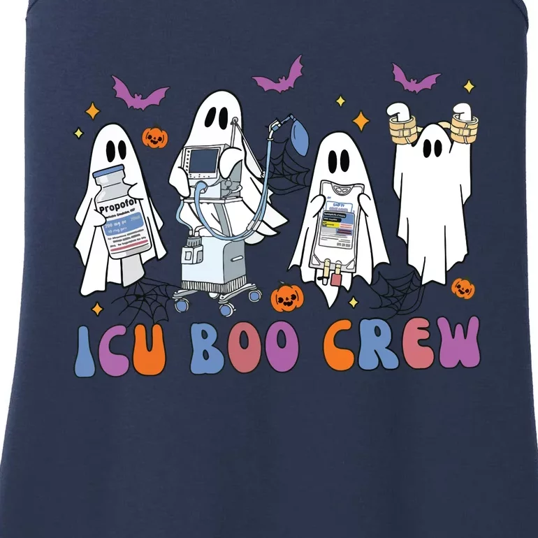 Halloween Icu Nurse Retro Icu Boo Crew Boo Ghosts Cropped Ladies Essential Tank