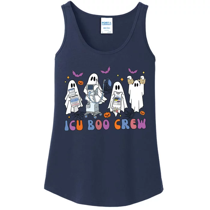 Halloween Icu Nurse Retro Icu Boo Crew Boo Ghosts Cropped Ladies Essential Tank