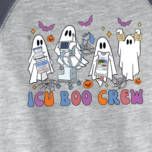 Halloween Icu Nurse Retro Icu Boo Crew Boo Ghosts Cropped Toddler Fine Jersey T-Shirt