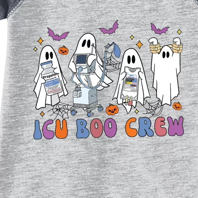 Halloween Icu Nurse Retro Icu Boo Crew Boo Ghosts Cropped Infant Baby Jersey Bodysuit