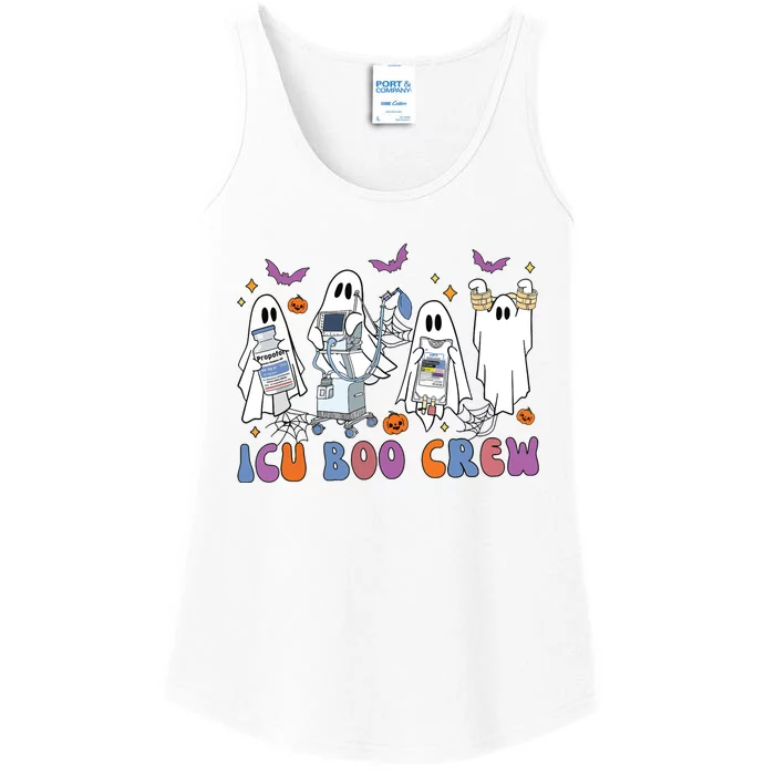 Halloween Icu Nurse Retro Icu Boo Crew Boo Ghosts Cropped Ladies Essential Tank