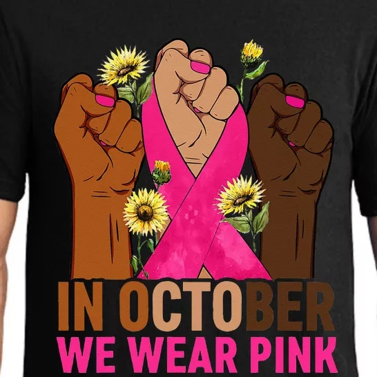 Hand In October We Wear Pink Breast Cancer Awareness Month Pajama Set