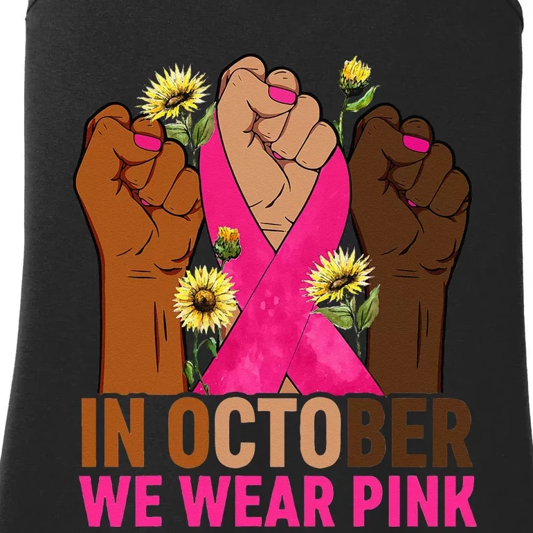 Hand In October We Wear Pink Breast Cancer Awareness Month Ladies Essential Tank