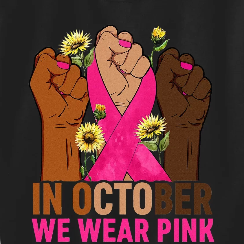 Hand In October We Wear Pink Breast Cancer Awareness Month Kids Sweatshirt