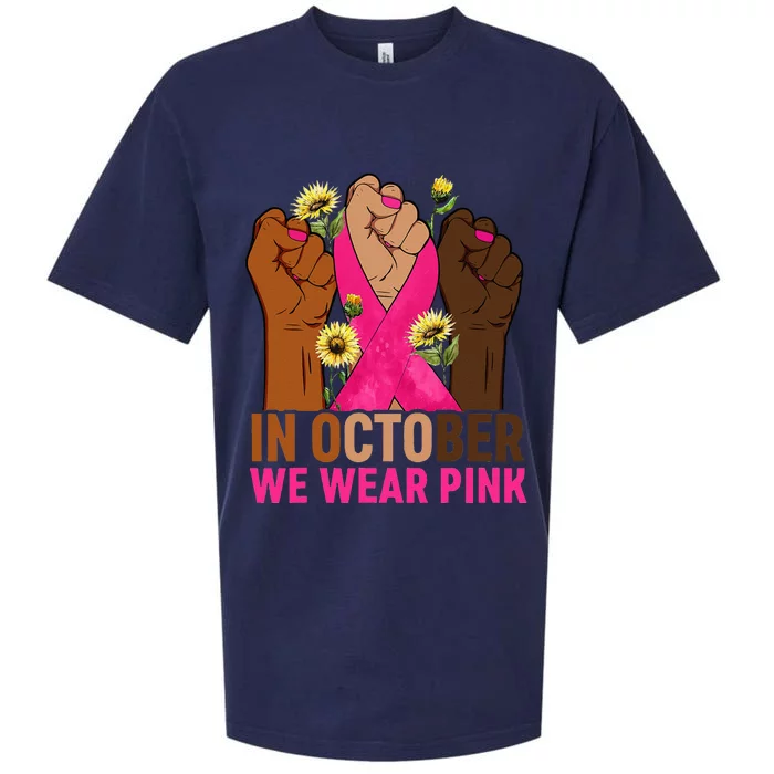 Hand In October We Wear Pink Breast Cancer Awareness Month Sueded Cloud Jersey T-Shirt