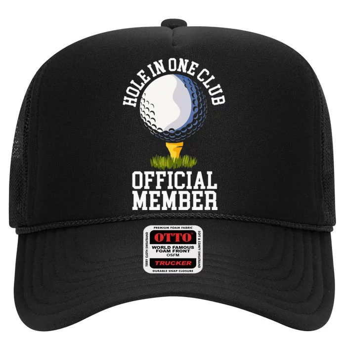 Hole In One Club Golf Club Golfer Hole In One High Crown Mesh Trucker Hat