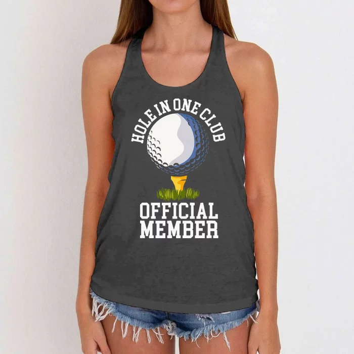 Hole In One Club Golf Club Golfer Hole In One Women's Knotted Racerback Tank