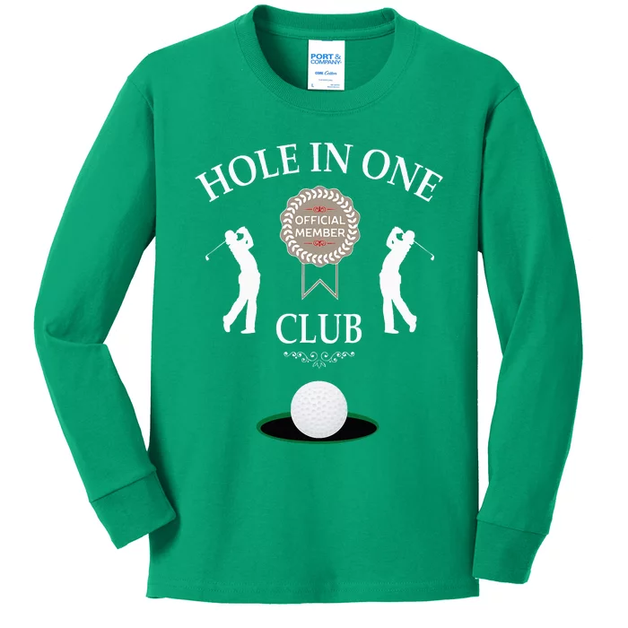 Hole In One Club Funny Golf Humor Kids Long Sleeve Shirt