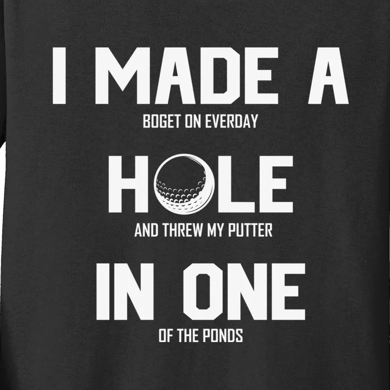 Hole In One Golf Gag Kids Long Sleeve Shirt